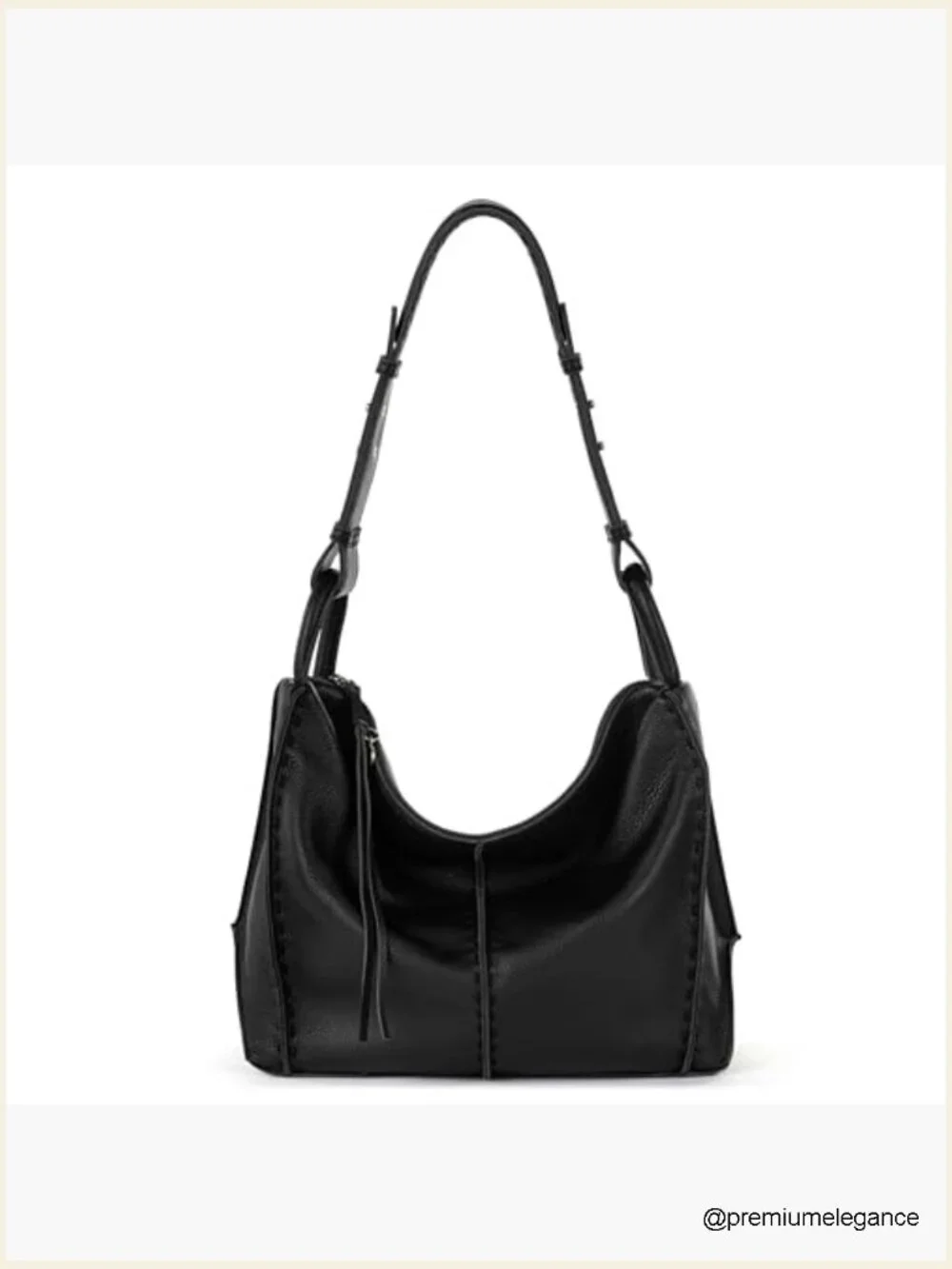 Large Leather Hobo Purse with Zipper Pocket, Everyday Handbag